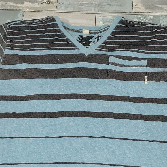Element Blue & Gray V-Neck Shirt sz Large - Picture 2 of 4